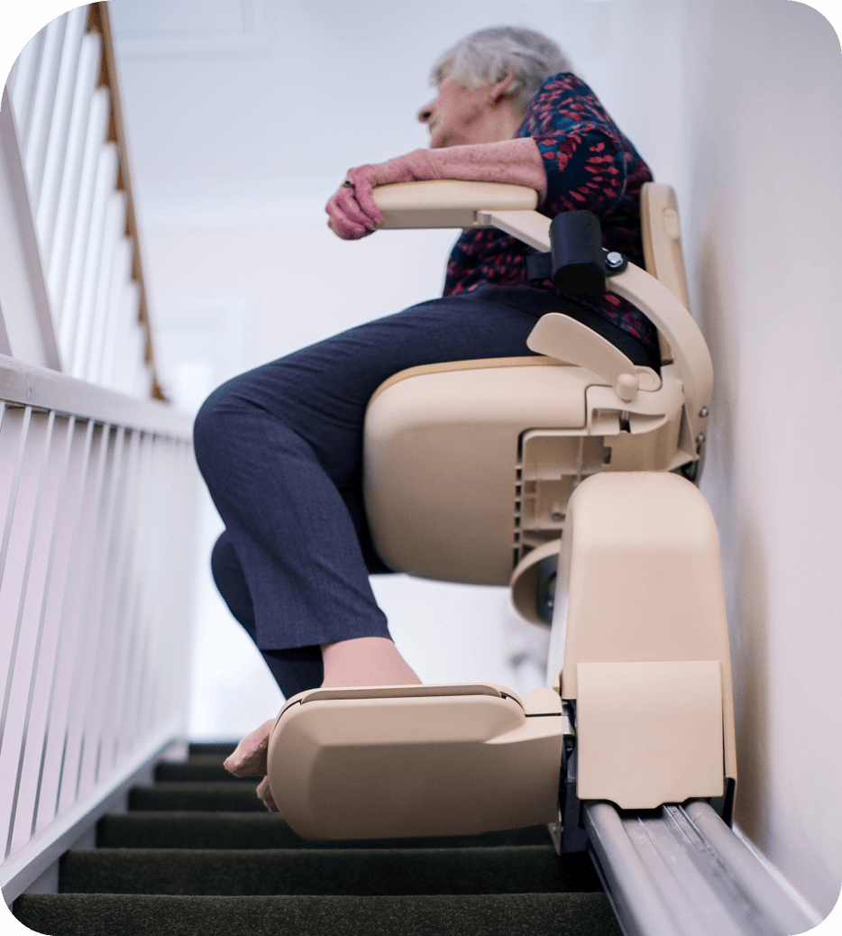 Woman on stair lift